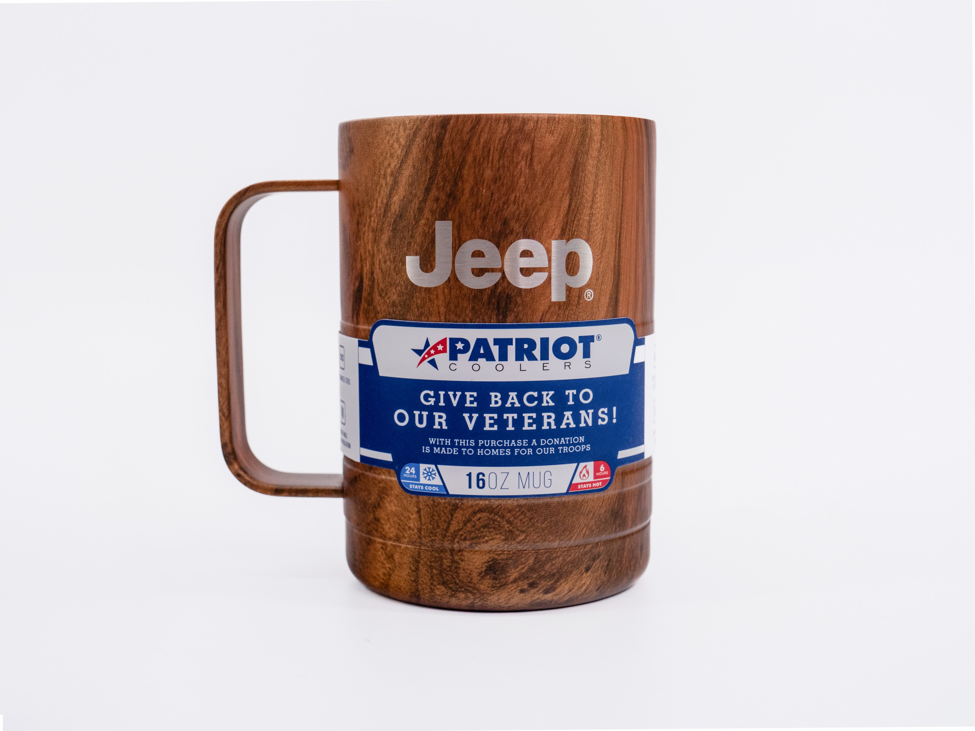 Jeep Patriot Coolers 16oz Stainless Steel Insulated Mug with Handle - Woodgrain