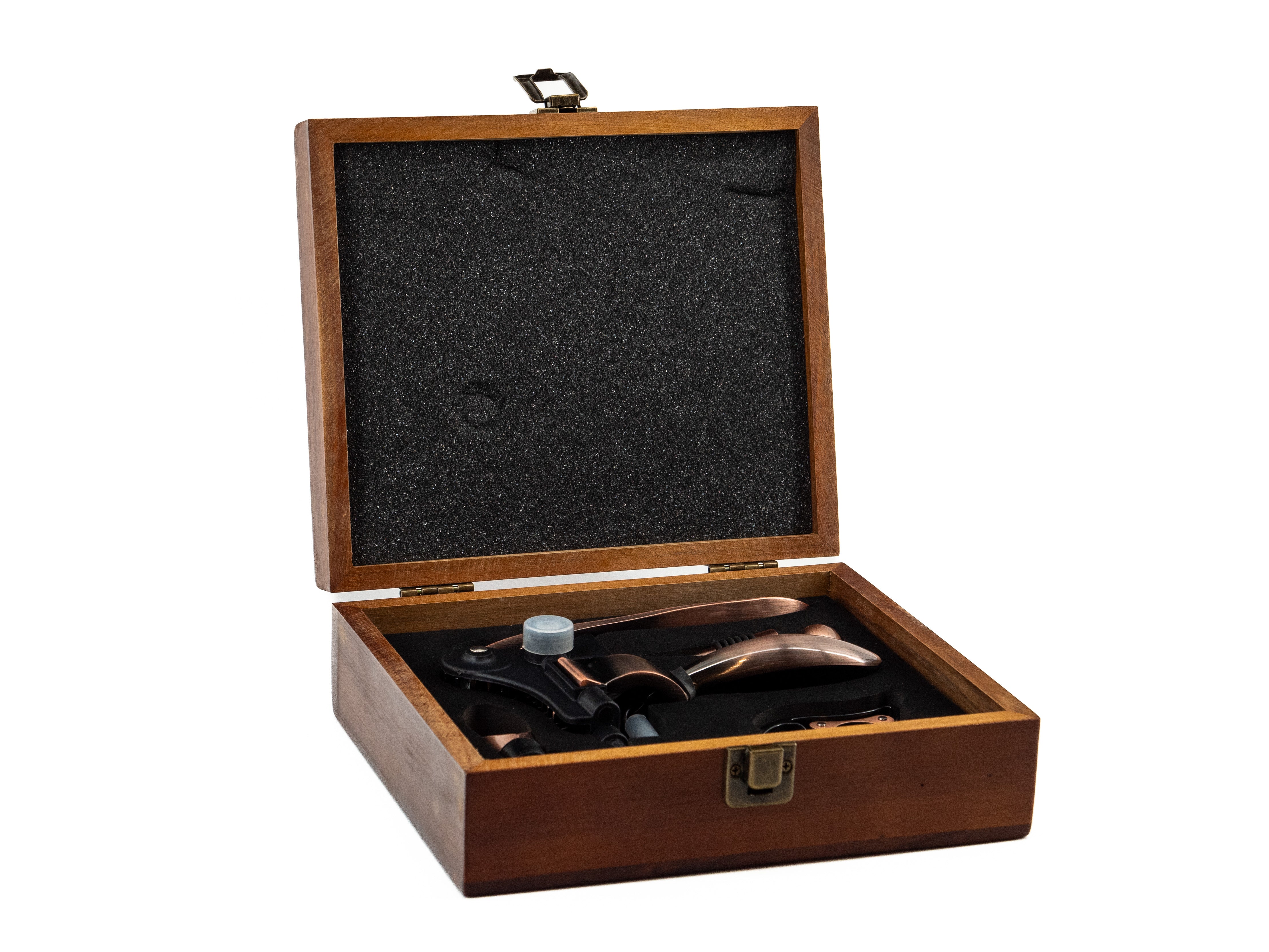 WOOD/METAL WINE SET