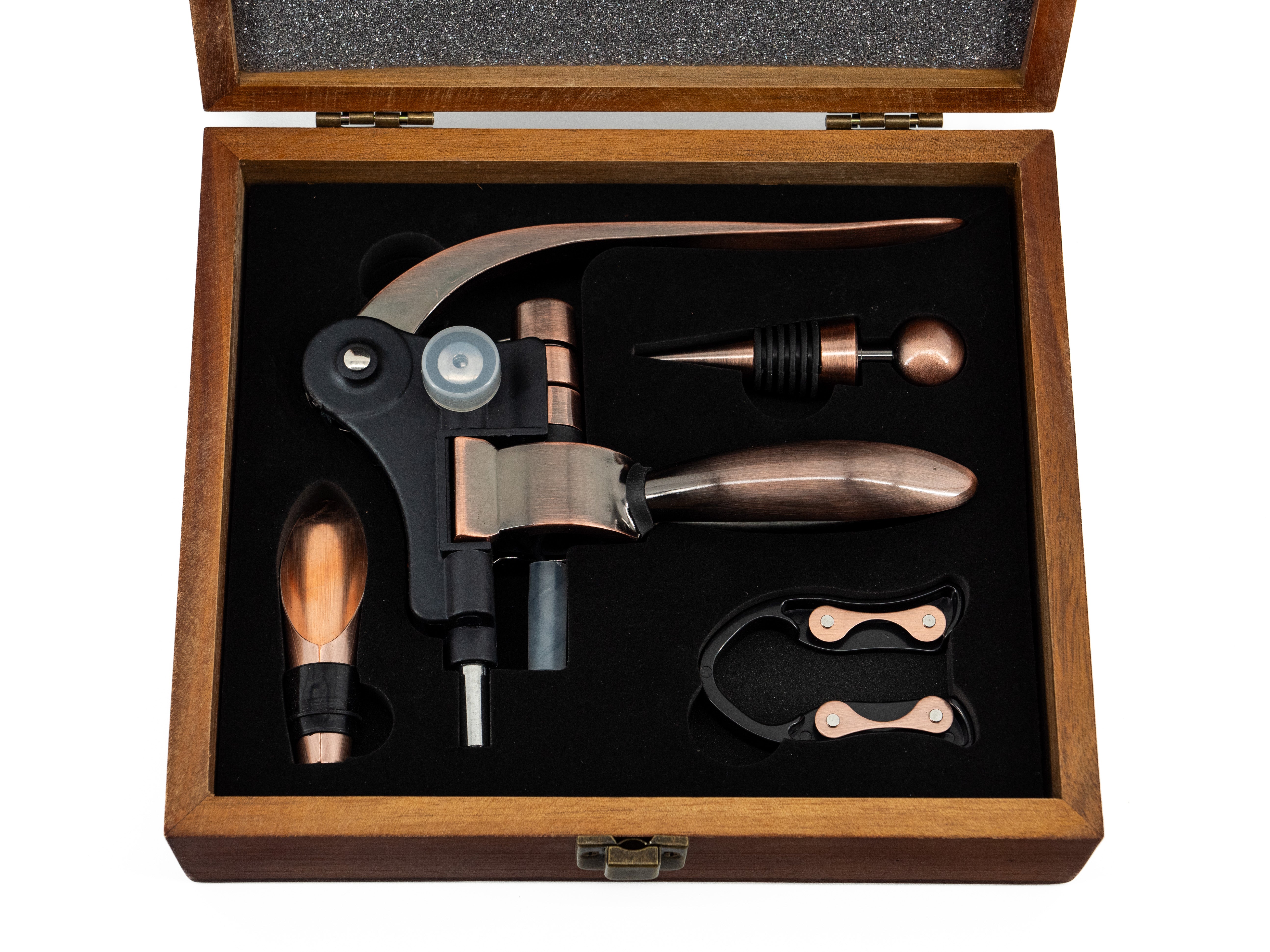 WOOD/METAL WINE SET