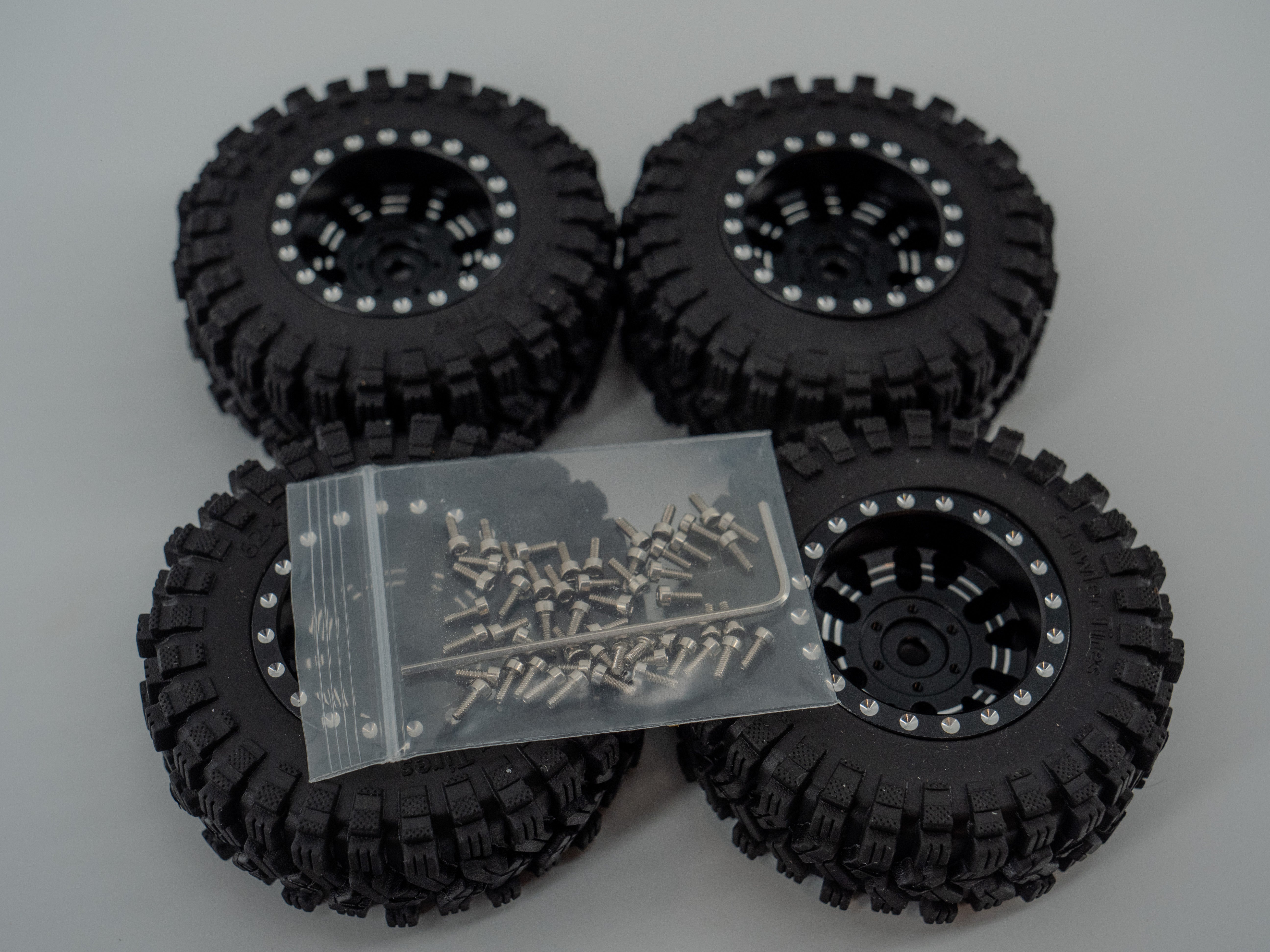 1.2 Inch Beadlock Wheel Rim and Tires Set 62 * 24mm
