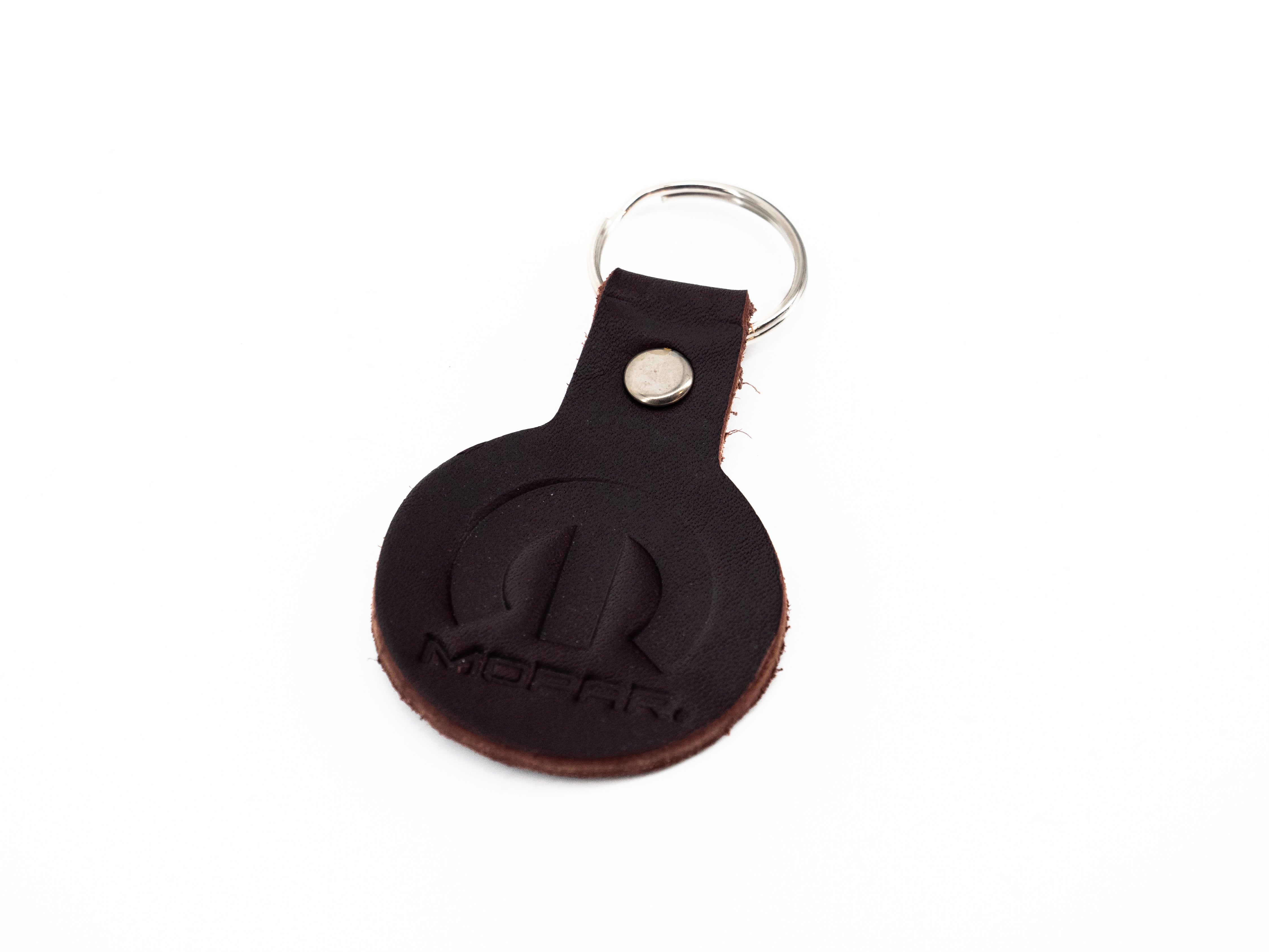 Keychain - Mopar Round leather Burgundy