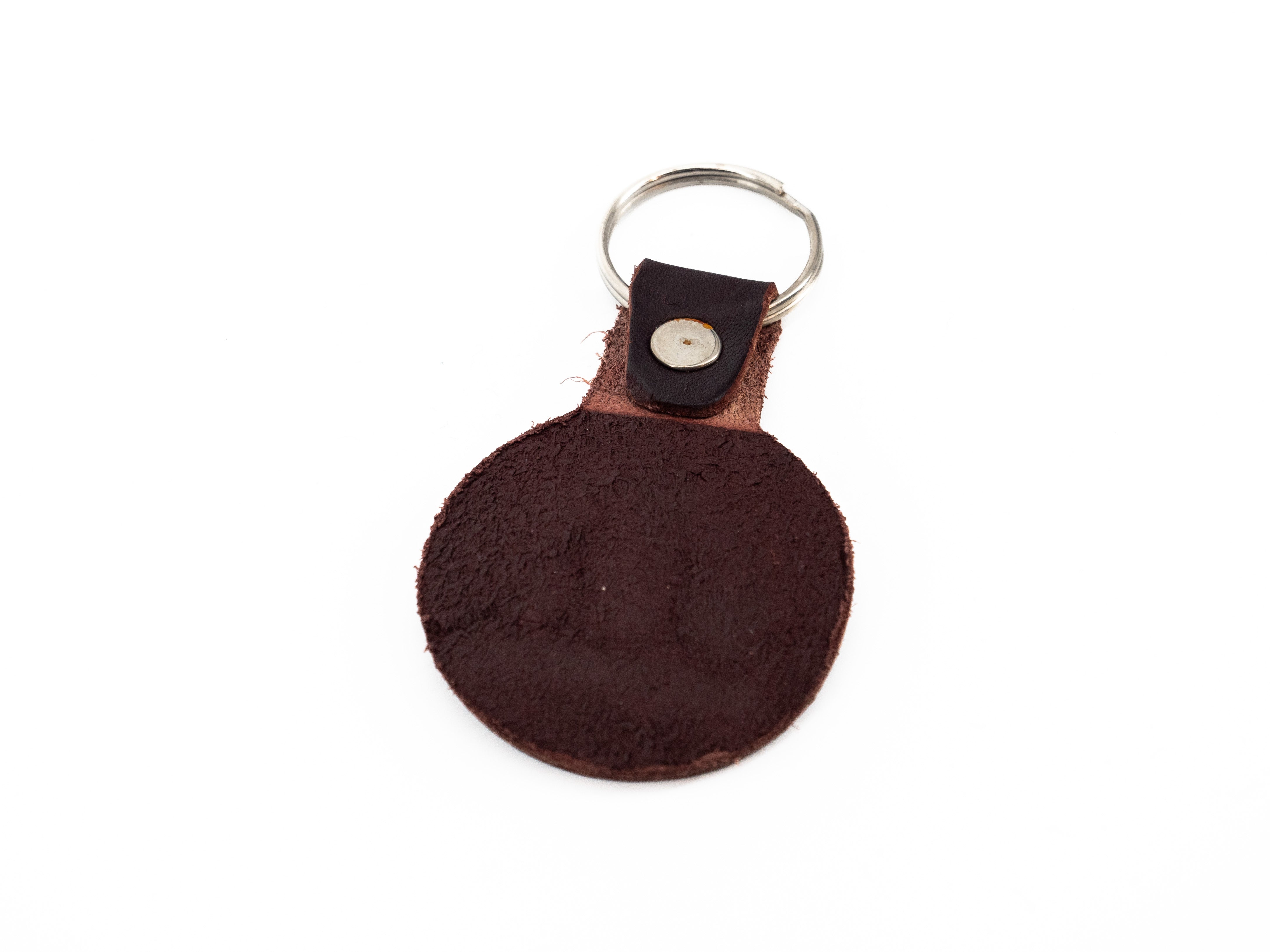 Keychain - Mopar Round leather Burgundy